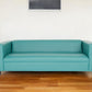 84" Green and White Faux Leather Geometric Sofa With Black Legs