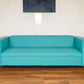 84" Green and White Faux Leather Geometric Sofa With Black Legs