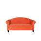 92" Orange Velvet Sofa With Black Legs