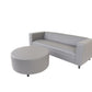 84" Gray Faux Leather Sofa With Ottoman With Black Legs