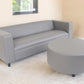 84" Gray Faux Leather Sofa With Ottoman With Black Legs