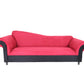 98" Red Velvet Settee With Black Legs