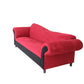 98" Red Velvet Settee With Black Legs