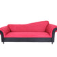 98" Red Velvet Settee With Black Legs