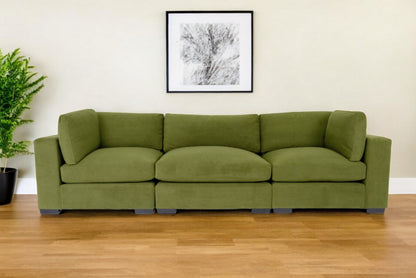 126" Moss Green Polyester Sofa With Black Legs