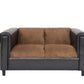 54" Brown And Black Chenille Loveseat