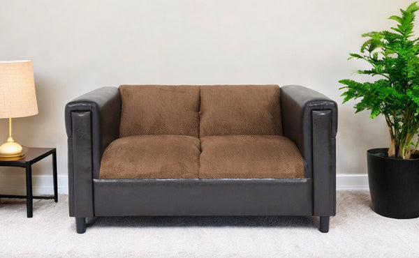 54 Brown And Black Chenille Loveseat