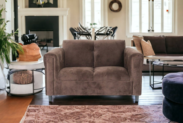 72 Dark Brown And Black Microsuede Loveseat