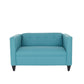 50" Teal Blue And Dark Brown Loveseat