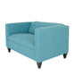 50" Teal Blue And Dark Brown Loveseat