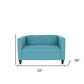 50" Teal Blue And Dark Brown Loveseat