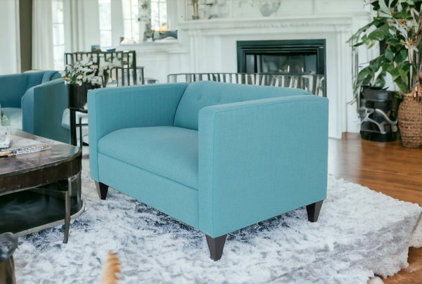 50 Teal Blue And Dark Brown Loveseat