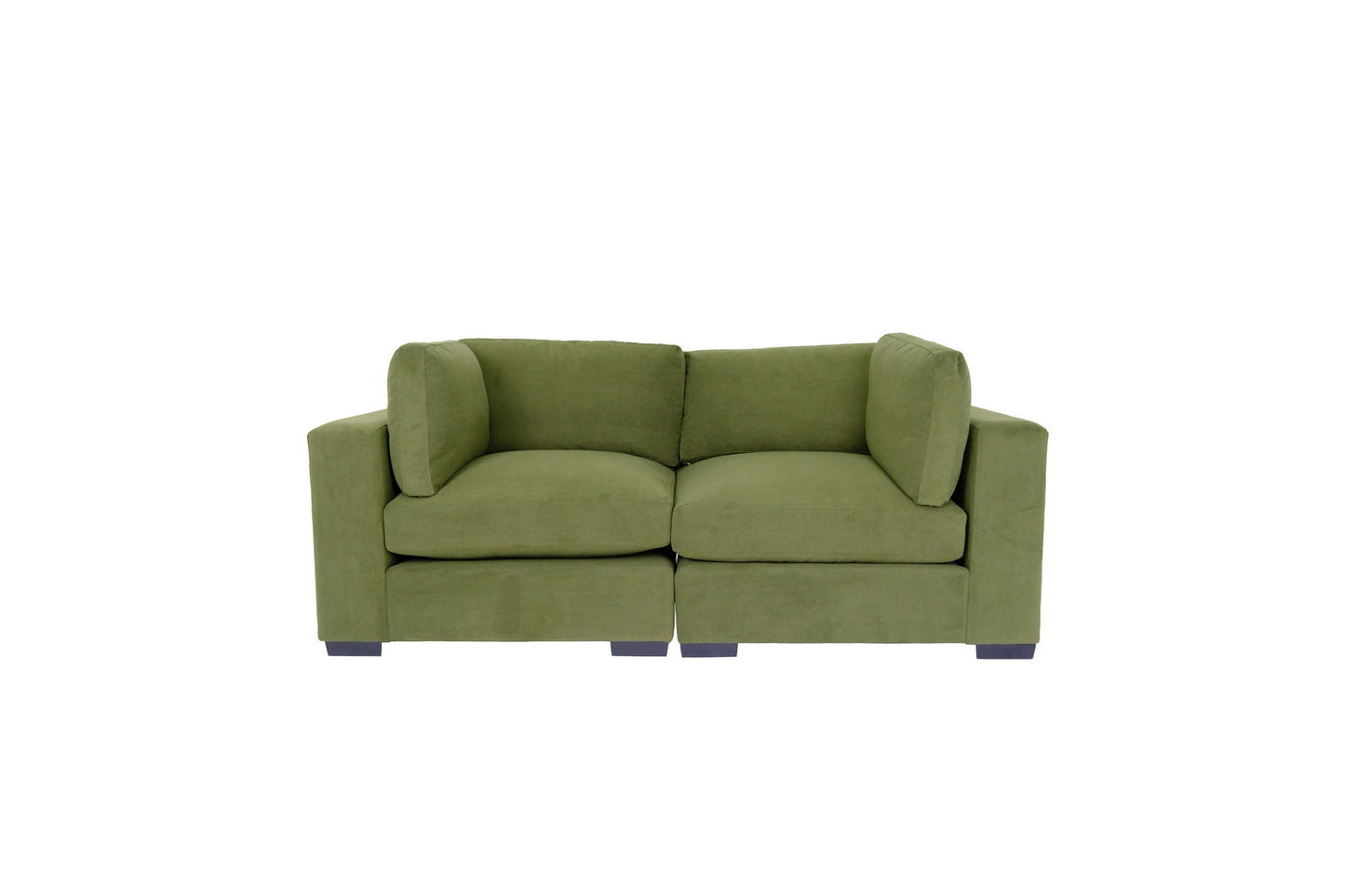 84" Forest Green And Dark Brown Loveseat