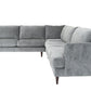 Silver Velvet L Shaped Three Piece Sectional