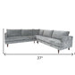 Silver Velvet L Shaped Three Piece Sectional