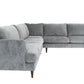 Silver Velvet L Shaped Three Piece Sectional