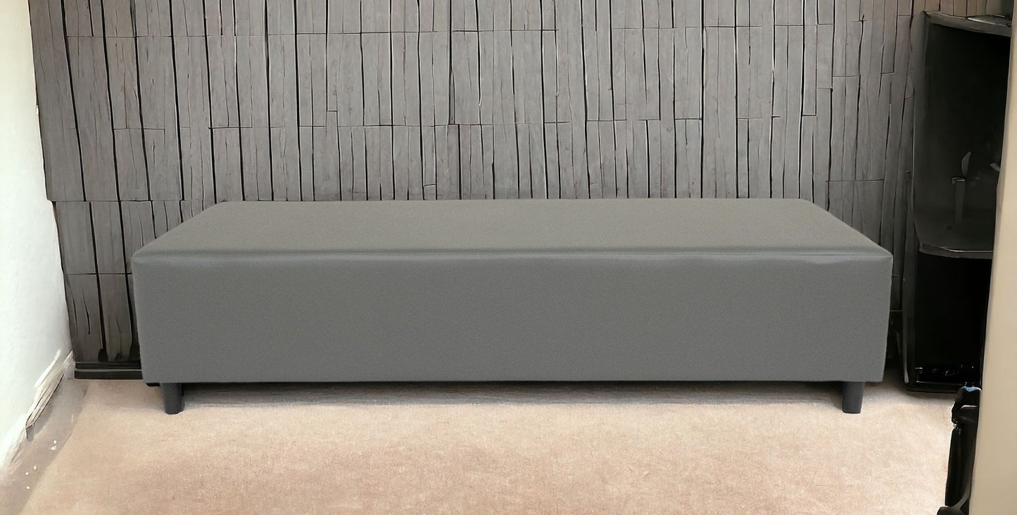 72" Gray and Black Upholstered Genuine Leather Bench