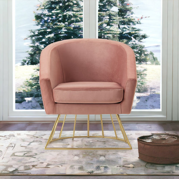 29 Blush And Gold Velvet Barrel Chair