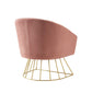 29" Blush And Gold Velvet Barrel Chair