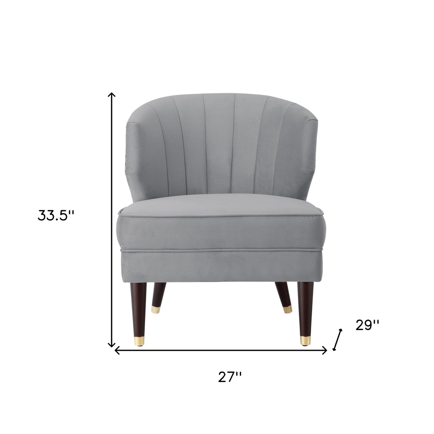 27" Gray And Gold Velvet Tufted Wingback Chair