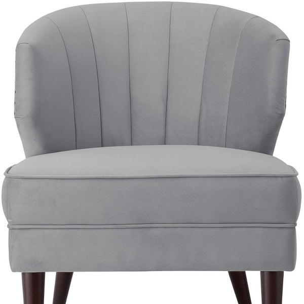 27 Gray And Gold Velvet Tufted Wingback Chair