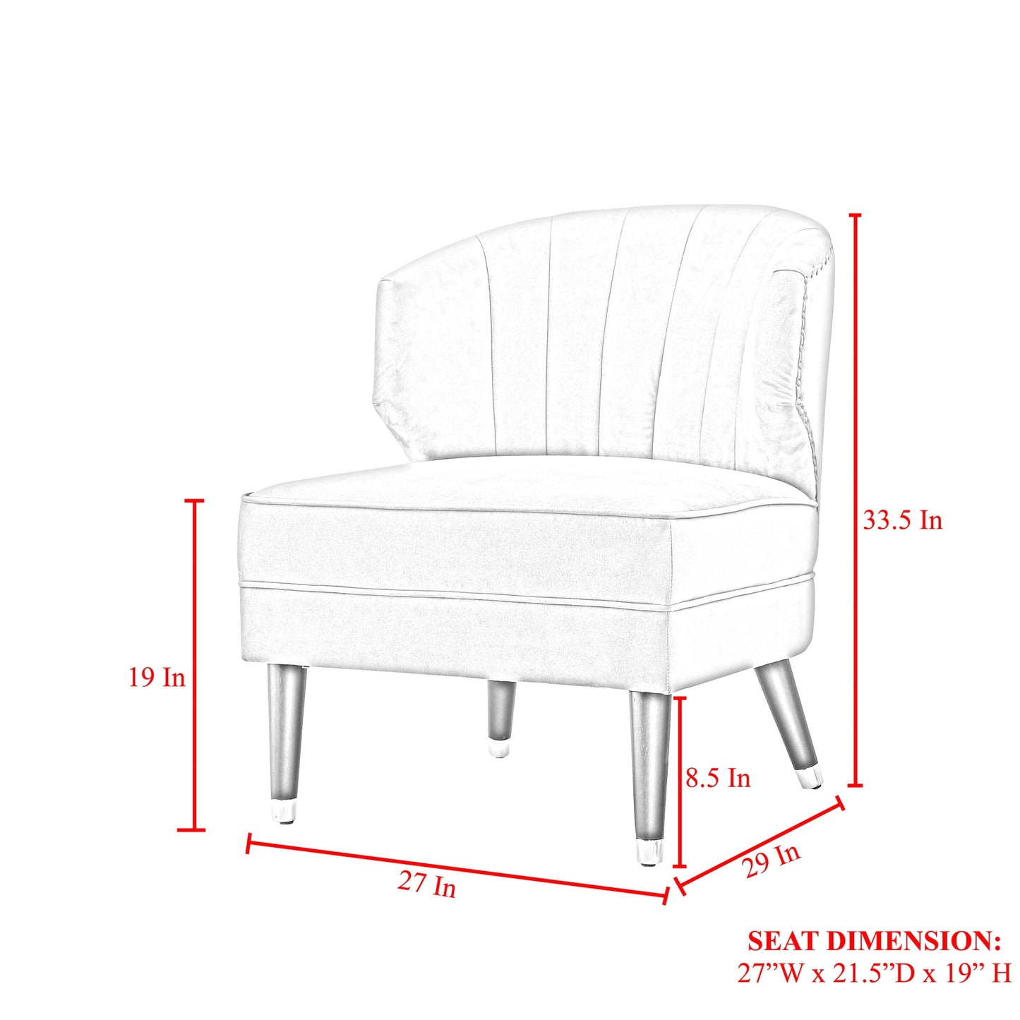 27" Gray And Gold Velvet Tufted Wingback Chair