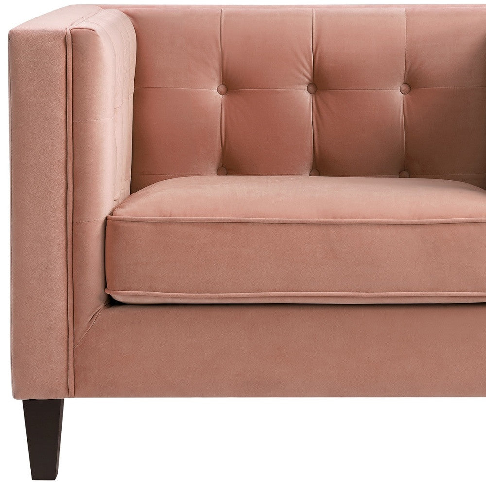 34" Blush And Black Velvet Tufted Club Chair