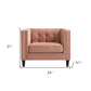 34" Blush And Black Velvet Tufted Club Chair