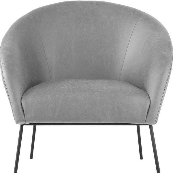 31 Light Gray And Black Faux leather Barrel Chair