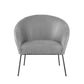 31" Light Gray And Black Faux leather Barrel Chair