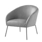 31" Light Gray And Black Faux leather Barrel Chair