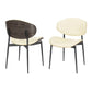 Set of Two Off White And Black Upholstered Faux Leather Curved Back Dining Side Chairs