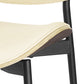 Set of Two Off White And Black Upholstered Faux Leather Curved Back Dining Side Chairs