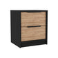 19" Black Two Drawer Faux Wood Nightstand