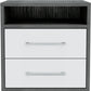 20" Gray Two Drawer Faux Wood Nightstand