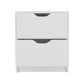 19" White Two Drawer Faux Wood Nightstand