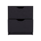 19" Black Two Drawer Faux Wood Nightstand