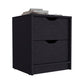 19" Black Two Drawer Faux Wood Nightstand