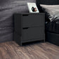 20" Black Two Drawer Faux Wood Nightstand