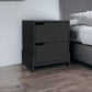 20" Black Two Drawer Faux Wood Nightstand