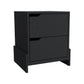 20" Black Two Drawer Faux Wood Nightstand