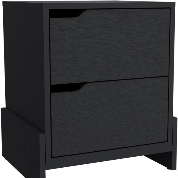 20 Black Two Drawer Faux Wood Nightstand