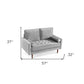 57" Gray And Dark Brown Velvet Loveseat and Toss Pillows