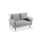 57" Gray And Dark Brown Velvet Loveseat and Toss Pillows