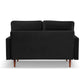 57" Black And Dark Brown Velvet Loveseat and Toss Pillows