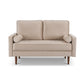 57" Beige And Dark Brown Velvet Loveseat and Toss Pillows