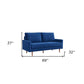 69" Blue Velvet Sofa With Dark Brown Legs