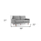 69" Gray Velvet Sofa With Dark Brown Legs