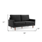 69" Black Velvet Sofa With Dark Brown Legs