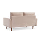 69" Beige Velvet Sofa With Dark Brown Legs